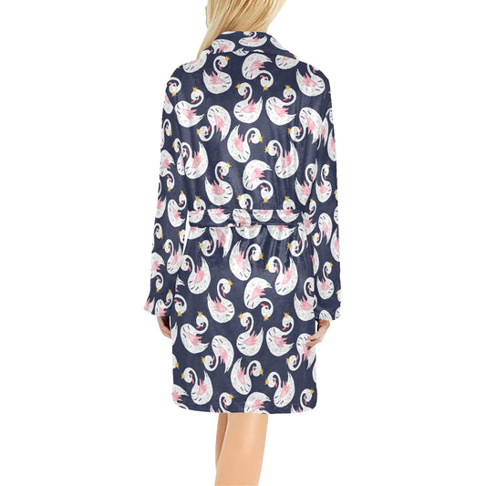 Swan Print Design LKS403 Women's Fleece Robe