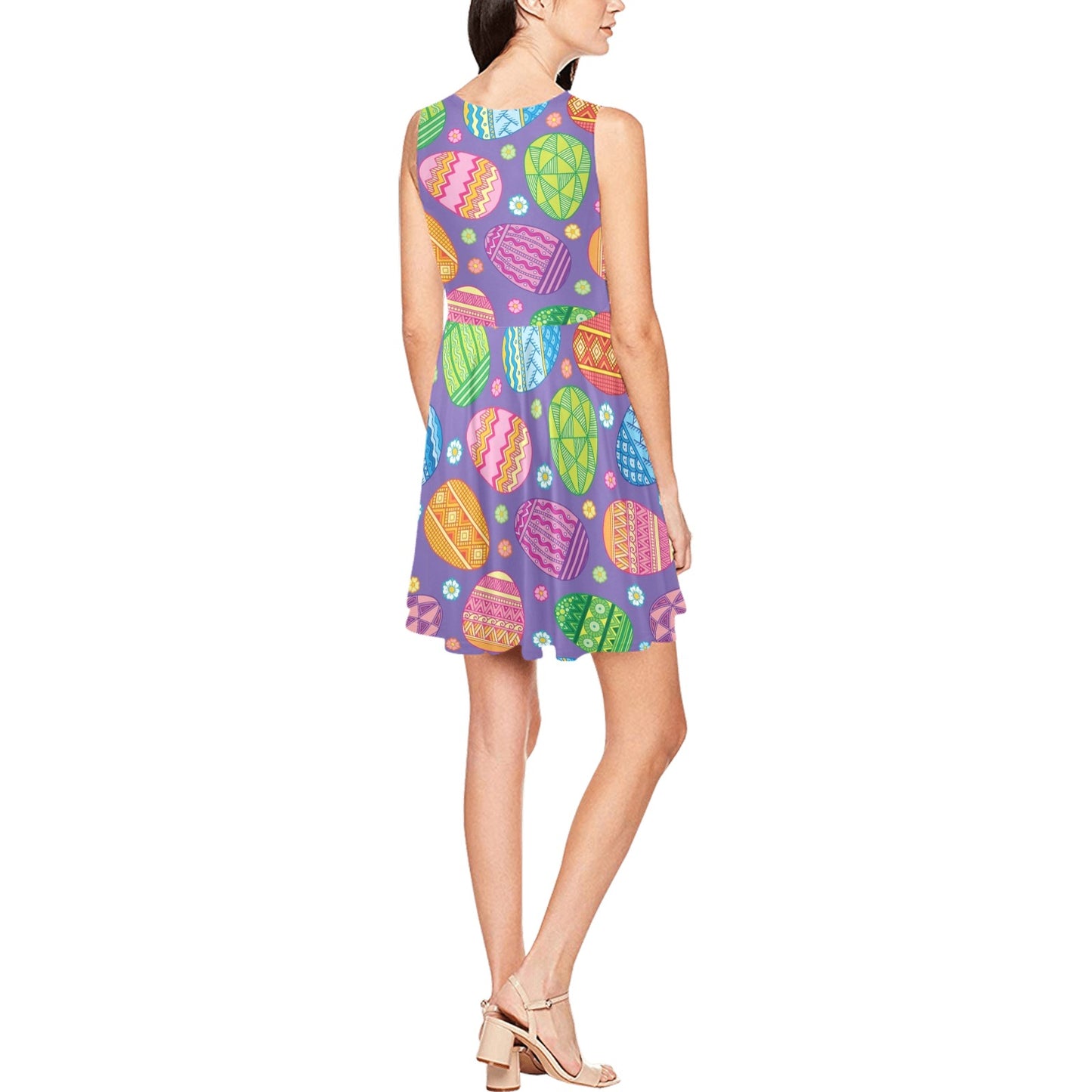 Easter Eggs Pattern Print Design RB010 Sleeveless Dress