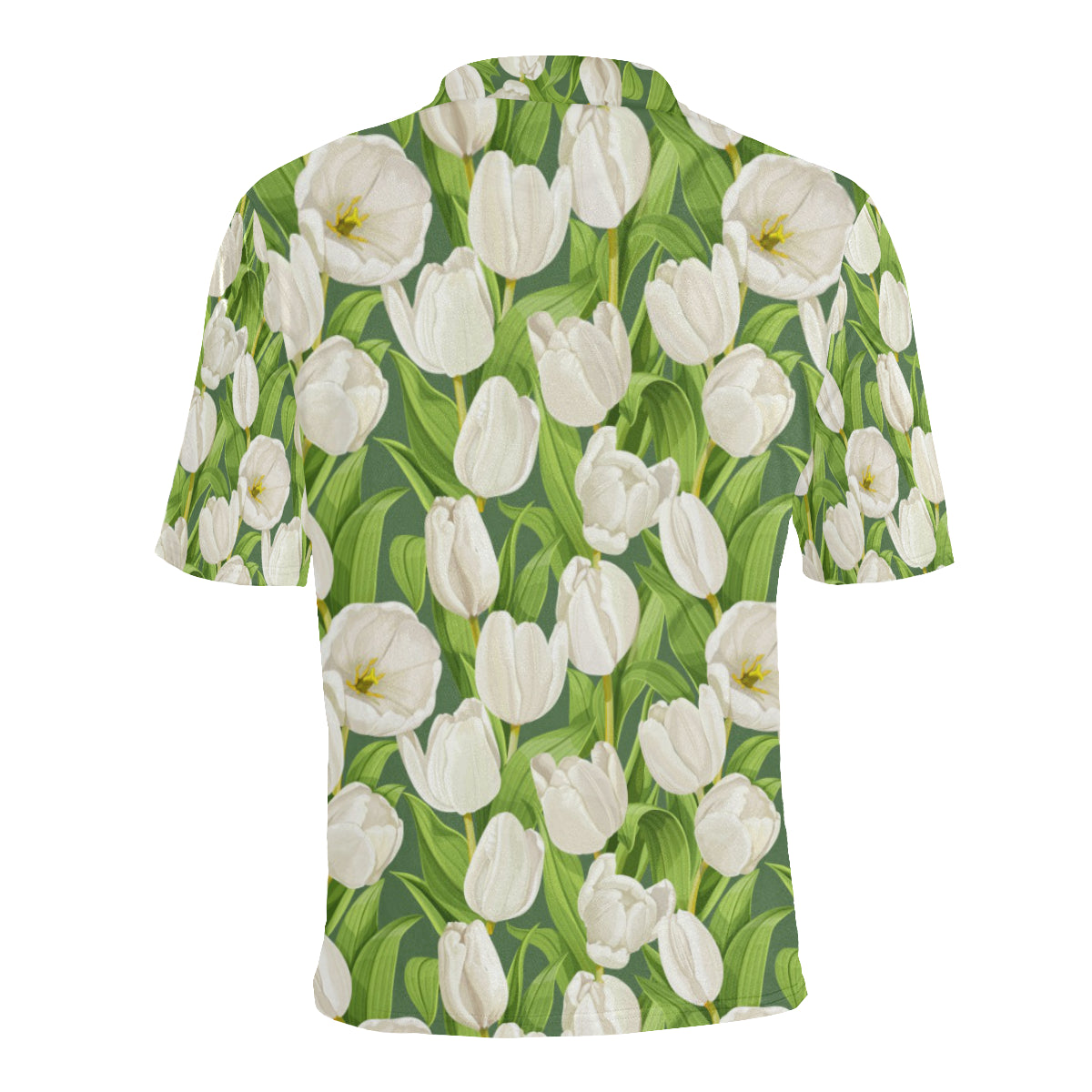 Tulip White Pattern Print Design TP05 Men Polo Shirt