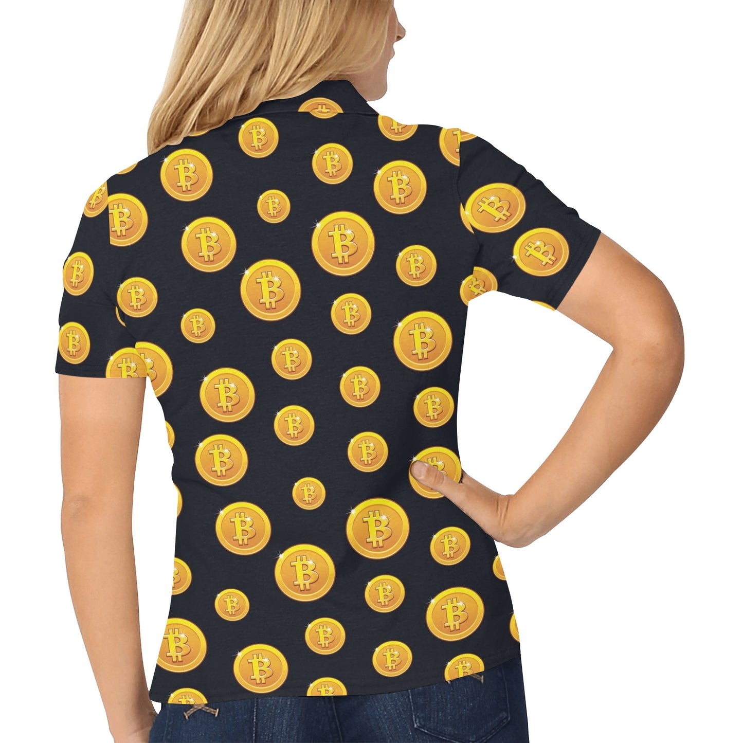 Bitcoin Pattern Print Design DO04 Women's Polo Shirt