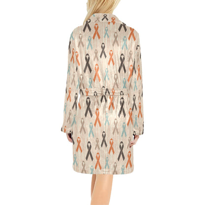 Cancer Awareness Pattern Print Design 01 Women's Fleece Robe