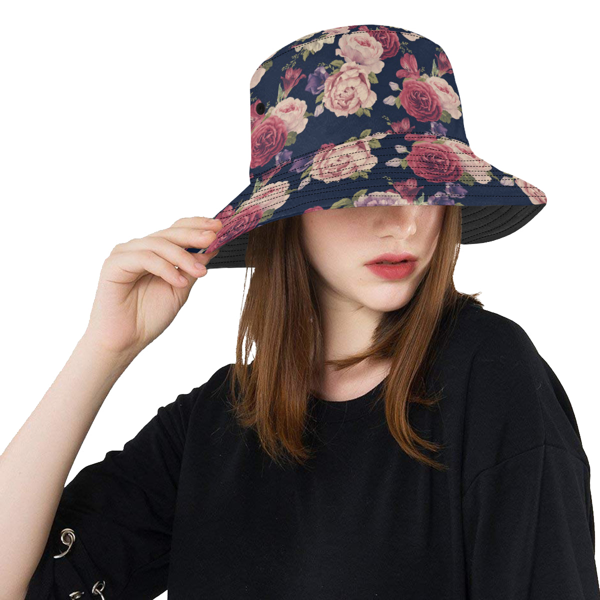 Peony Pattern Print Design PE03 Unisex Bucket Hat