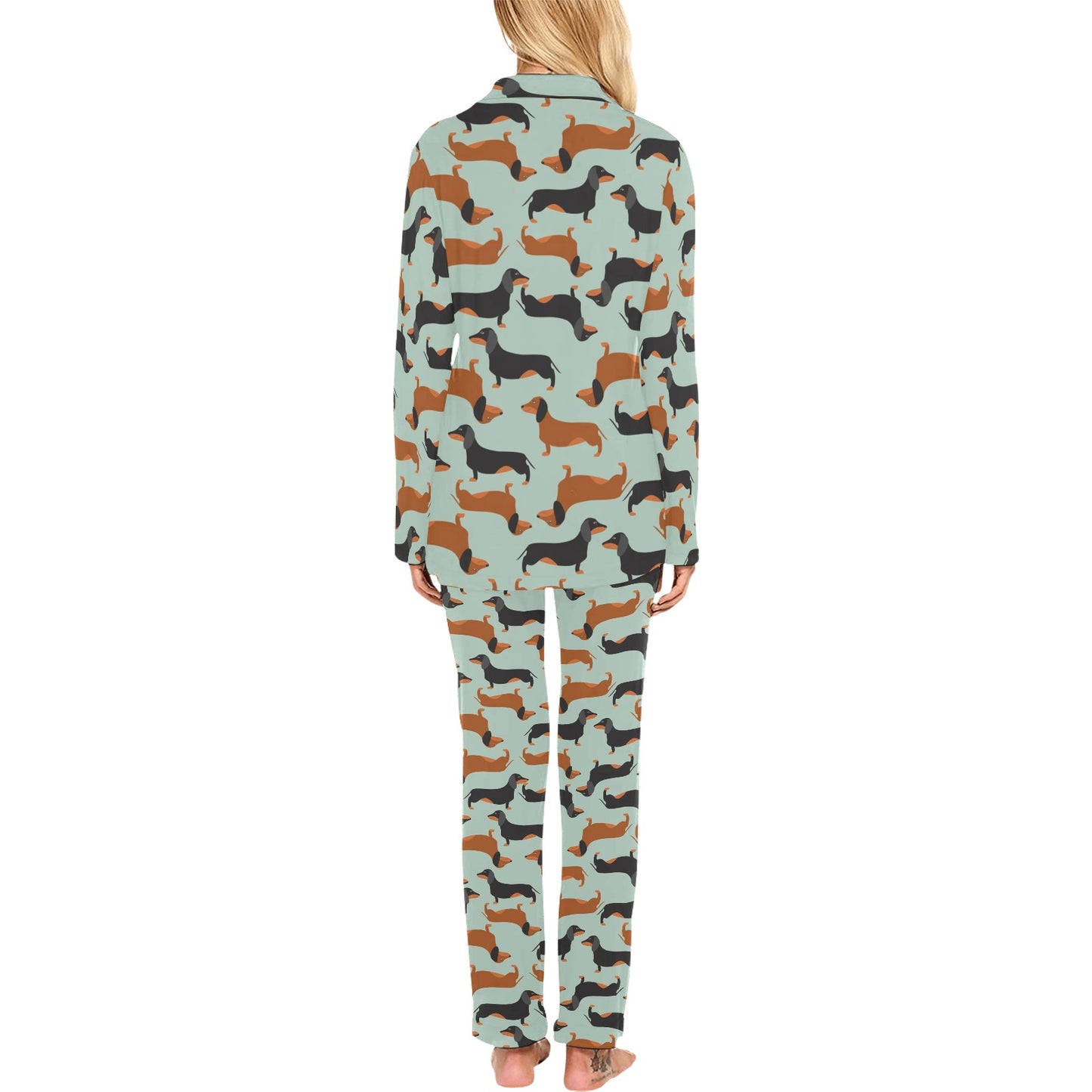 Dachshund Cute Print Pattern Women's Long Pajama Set