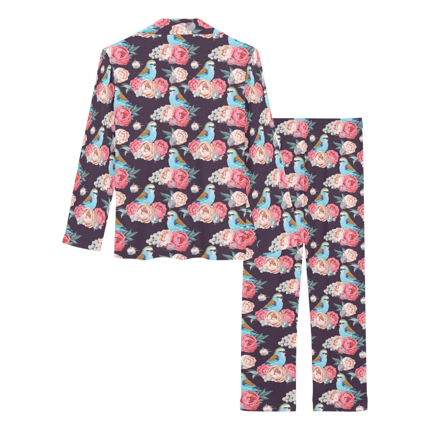 Bluebird Pattern Print Design 02 Women's Long Pajama Set