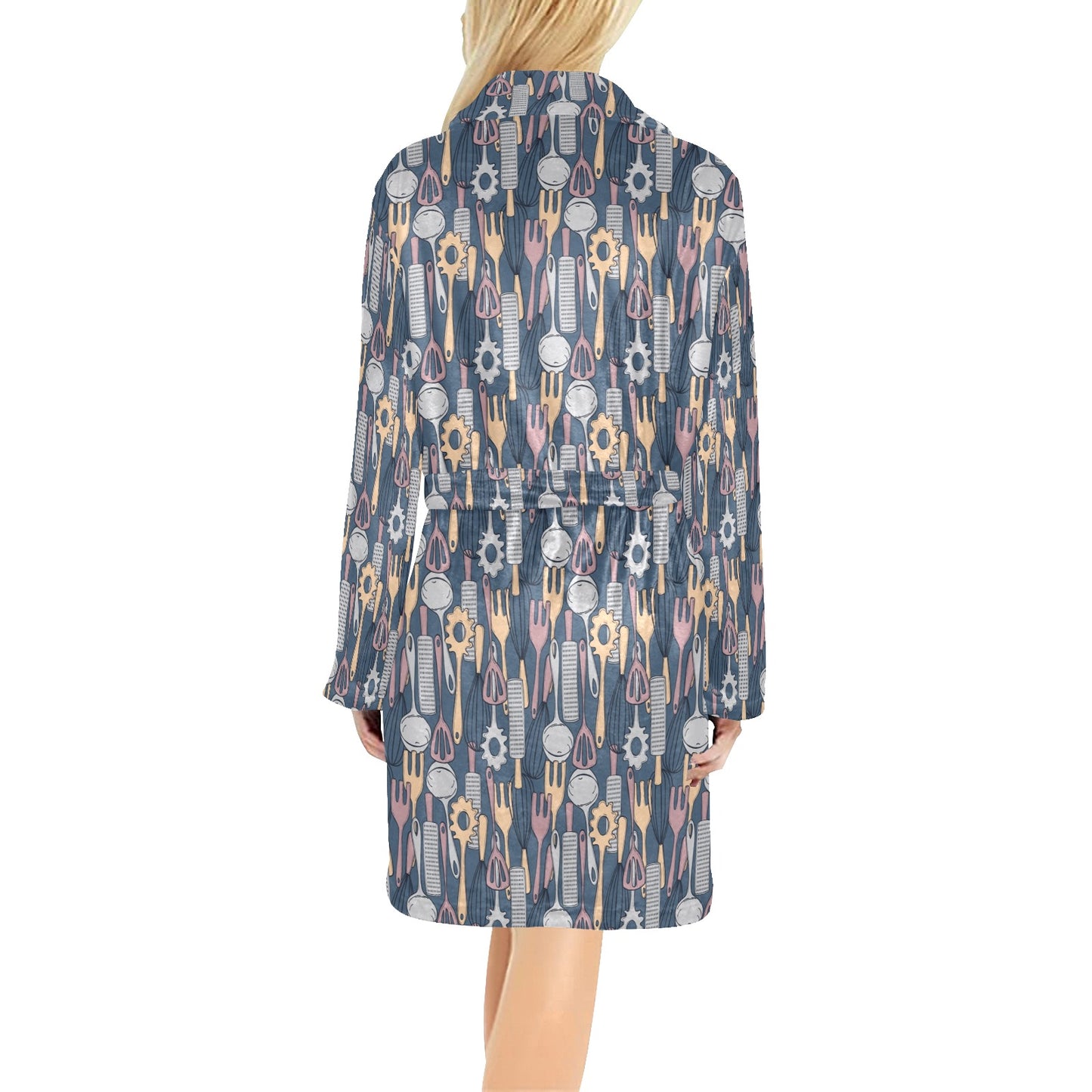 Cooking Kitchen Tools Pattern Print Design 05 Women's Fleece Robe