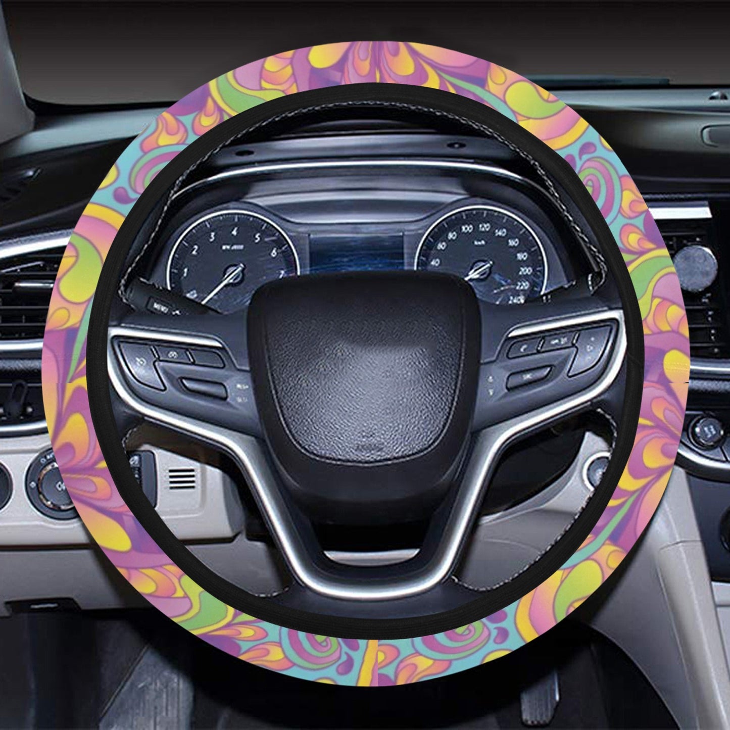 Trippy Print Design LKS306 Steering Wheel Cover with Elastic Edge
