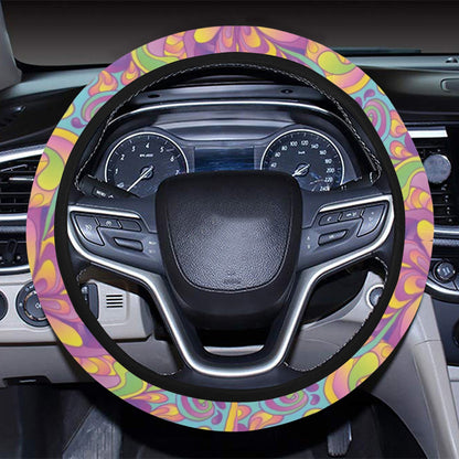 Trippy Print Design LKS306 Steering Wheel Cover with Elastic Edge
