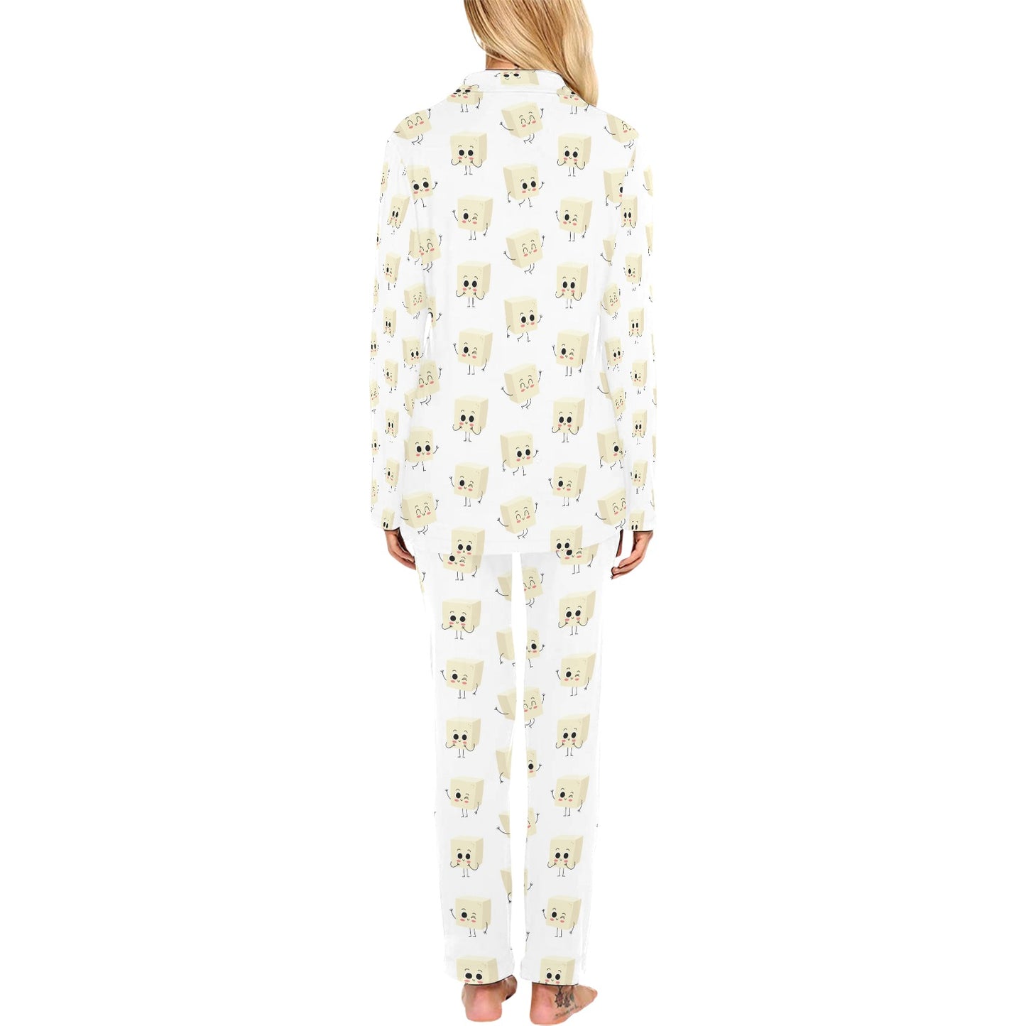 Tofu Print Design LKS301 Women's Long Pajama Set
