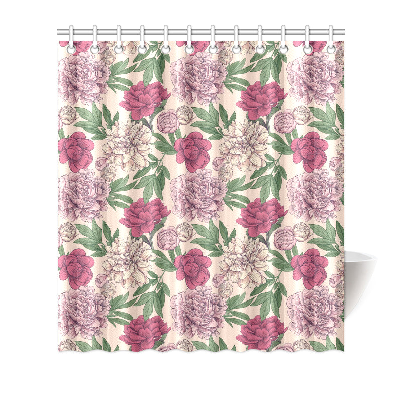 Peony Pattern Print Design A01 Shower Curtain