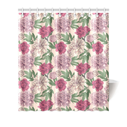 Peony Pattern Print Design A01 Shower Curtain