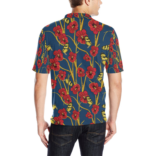 Pansy Pattern Print Design A01 Men Polo Shirt