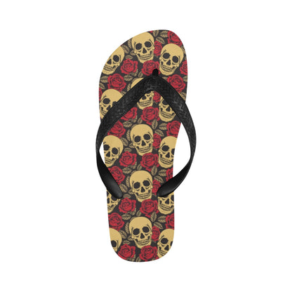 Skull And Roses Print Design LKS302 Flip Flops