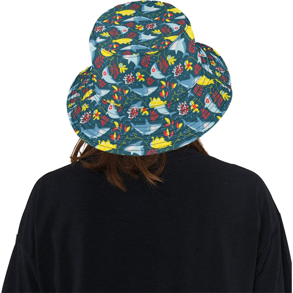 Scuba With Sharks Print Design LKS303 Unisex Bucket Hat