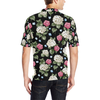 Hydrangea Pattern Print Design HD09 Men Polo Shirt