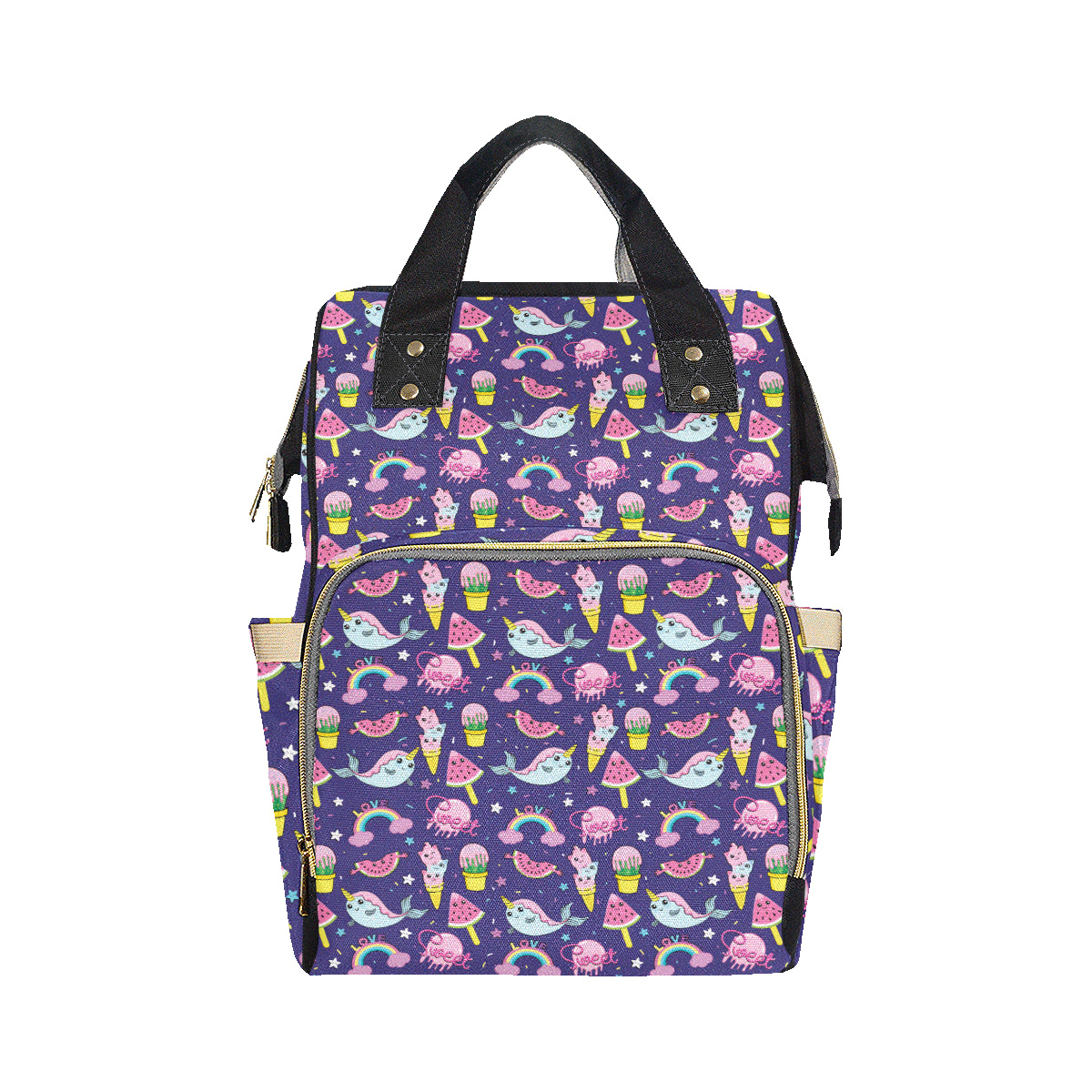 Narwhal Cute Pattern Print Design 02 Diaper Bag Backpack