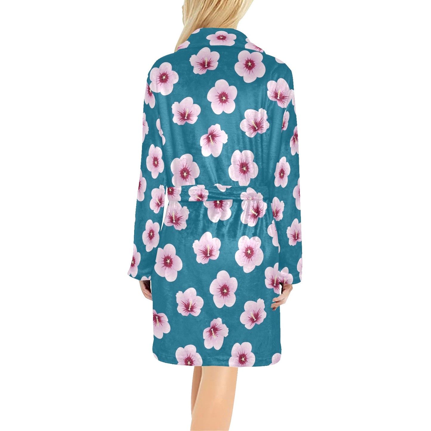 Cherry Blossom Pattern Print Design CB08 Women's Fleece Robe