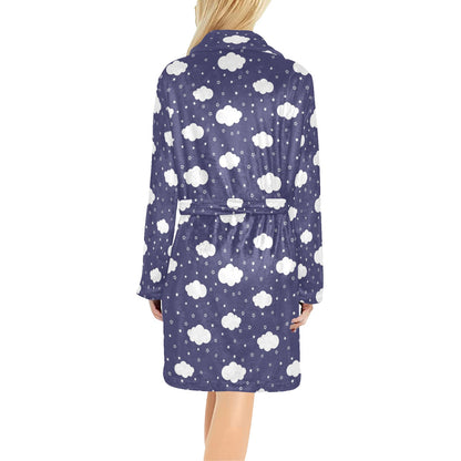 Cloud Pattern Print Design 03 Women's Fleece Robe
