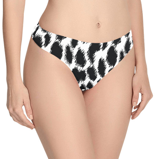Cheetah Black Print Pattern Women's Thongs