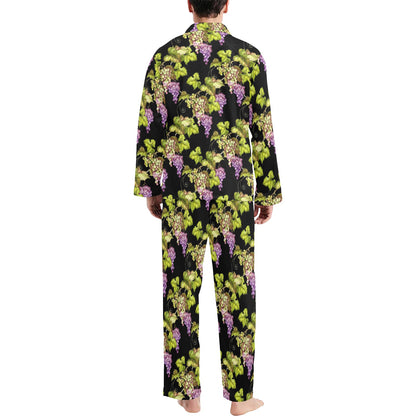 Grape Pattern Print Design GP04 Men's Long Pajama Set