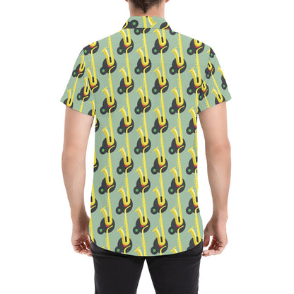 Saxophone Print Design LKS405 Men Short Sleeve Button Up Shirt