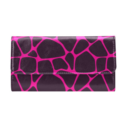 Giraffe Pink Background Texture Print Women's Trifold Wallet