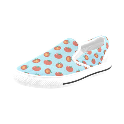 Tomato Print Design LKS304 White Slip Ons Canvas Women's Shoes