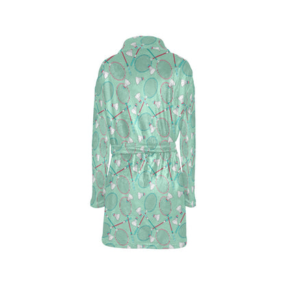 Badminton Pattern Print Design 05 Women's Fleece Robe
