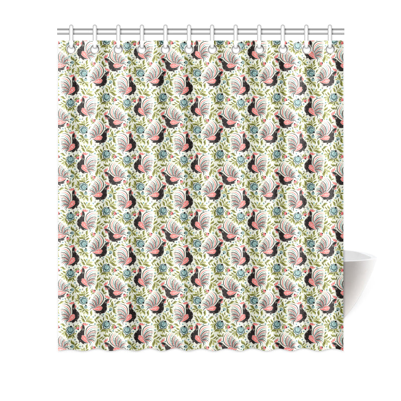 Rooster Print Design Shower Curtain