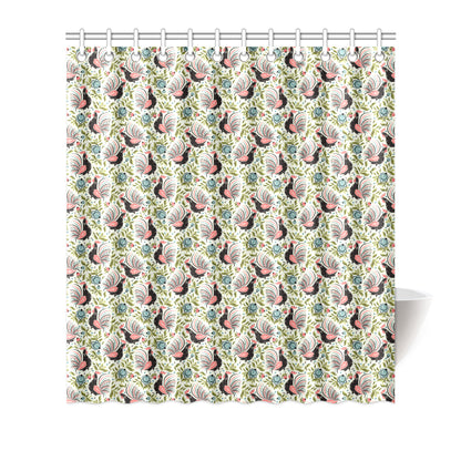 Rooster Print Design Shower Curtain