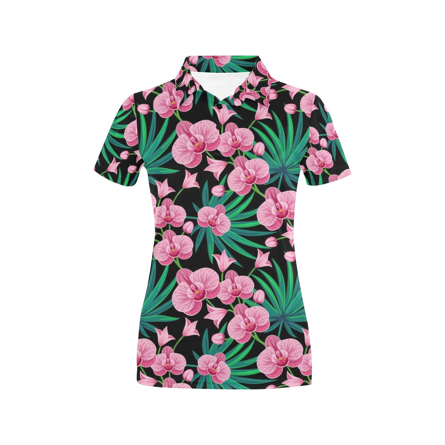 Orchid Pink Pattern Print Design OR06 Women's Polo Shirt