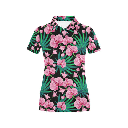 Orchid Pink Pattern Print Design OR06 Women's Polo Shirt