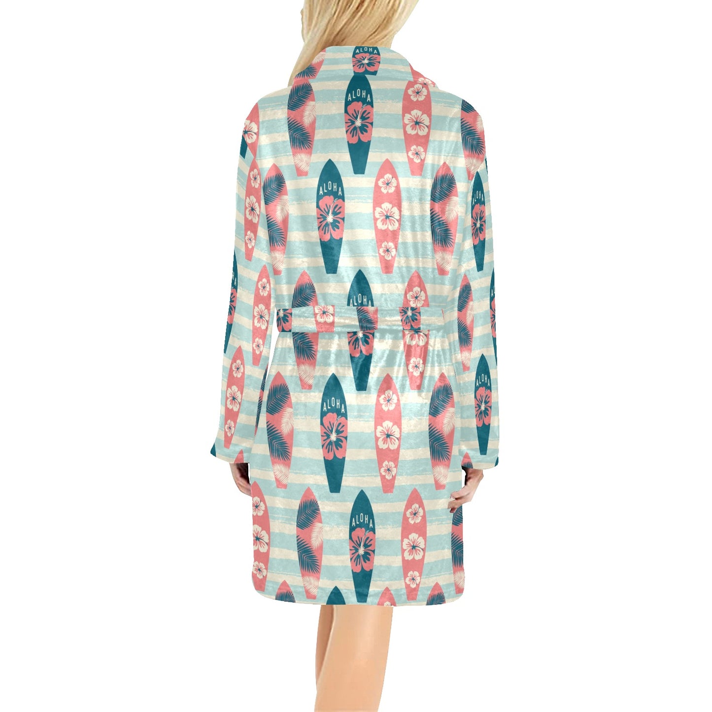 Aloha Hawaii Surfboard Pattern Print Design 02 Women's Fleece Robe