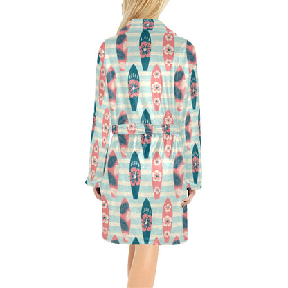 Aloha Hawaii Surfboard Pattern Print Design 02 Women's Fleece Robe