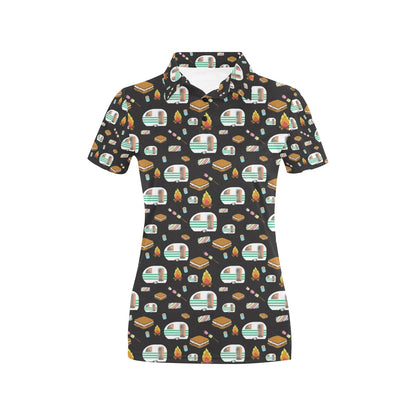 Camper marshmallow Camping Design Print Women's Polo Shirt