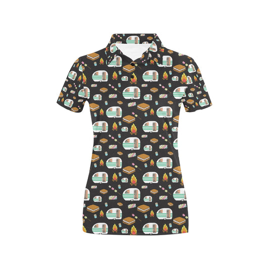 Camper marshmallow Camping Design Print Women's Polo Shirt