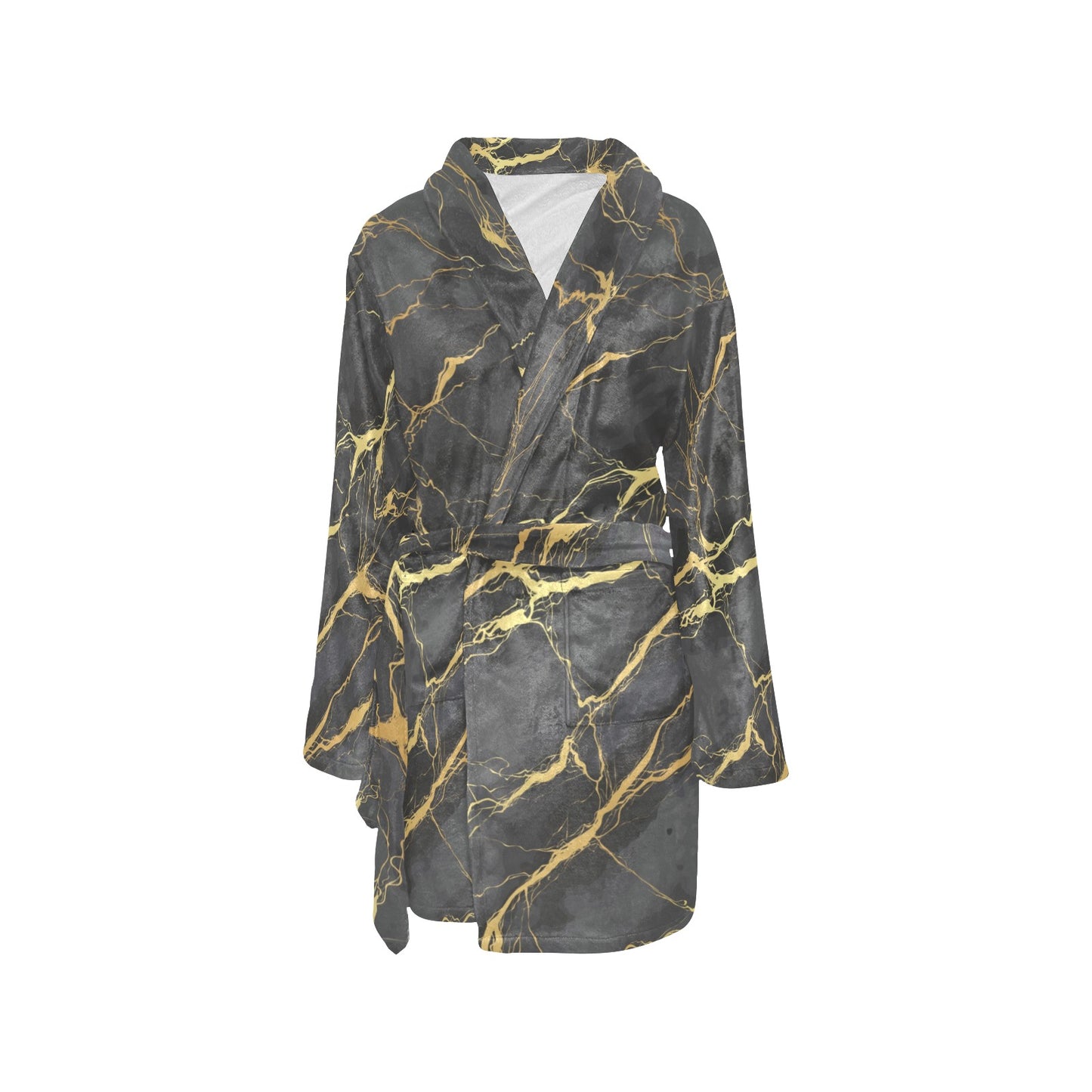 Marble Pattern Print Design 02 Women's Fleece Robe