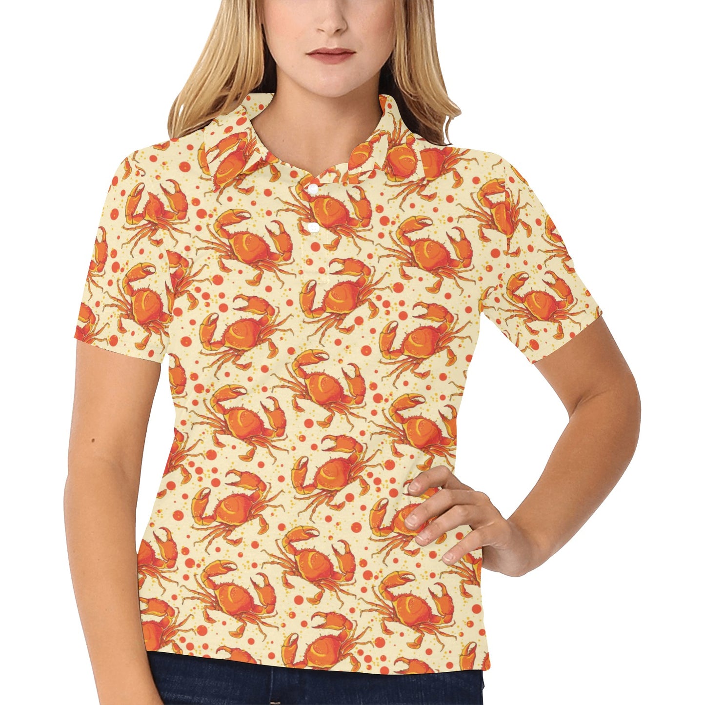Crab Pattern Print Design 01 Women's Polo Shirt