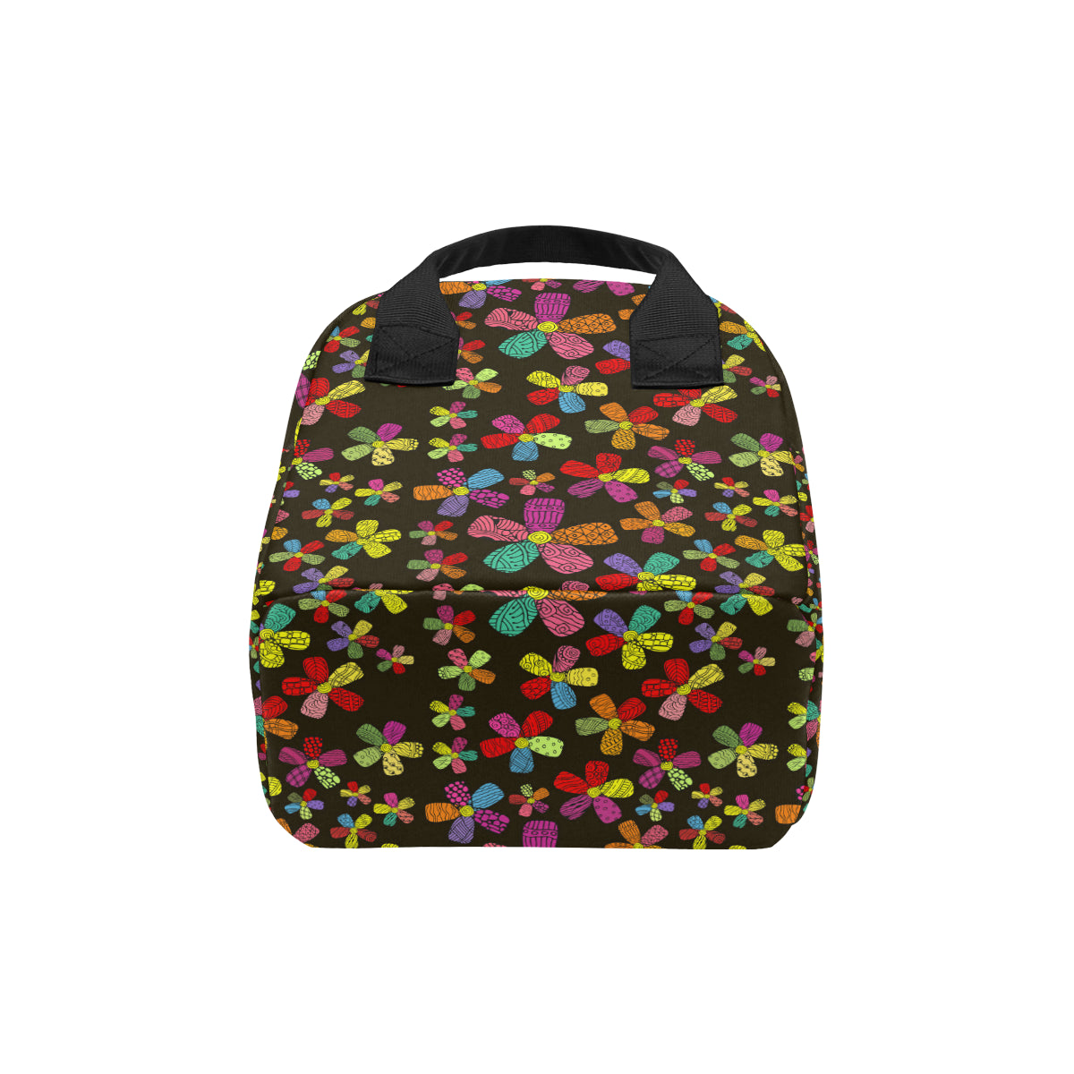 Flower Power Colorful Print Pattern Insulated Lunch Bag