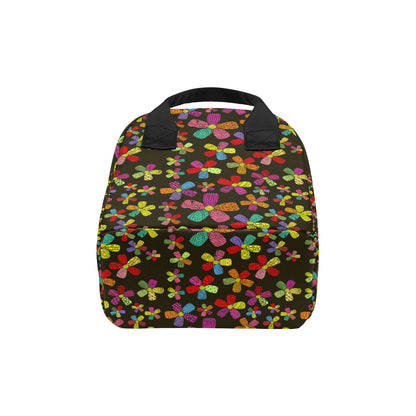Flower Power Colorful Print Pattern Insulated Lunch Bag