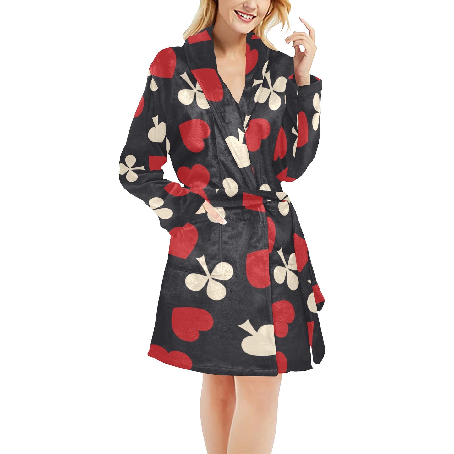 Poker Cards Pattern Print Design A02 Women's Fleece Robe