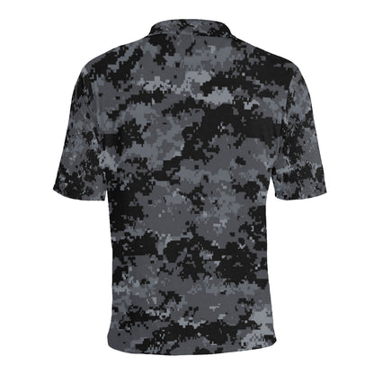 ACU Digital Black Camouflage Men Polo Shirt