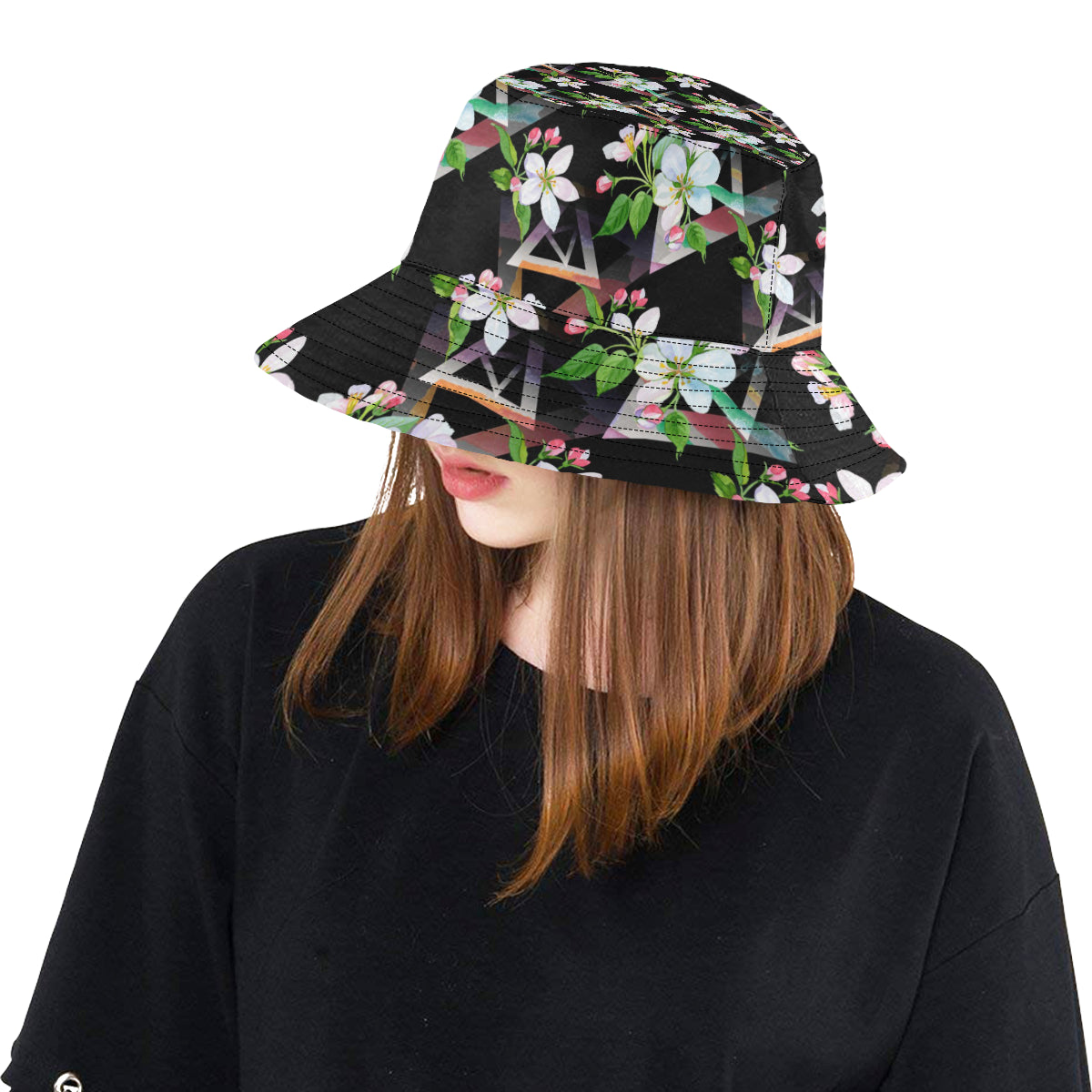 Apple blossom Pattern Print Design AB07 Unisex Bucket Hat