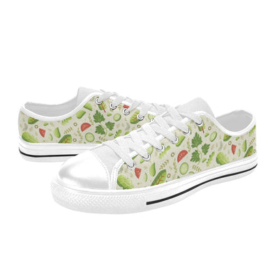 Salad Vegetable Print Design LKS302 Women's White Low Top Shoes