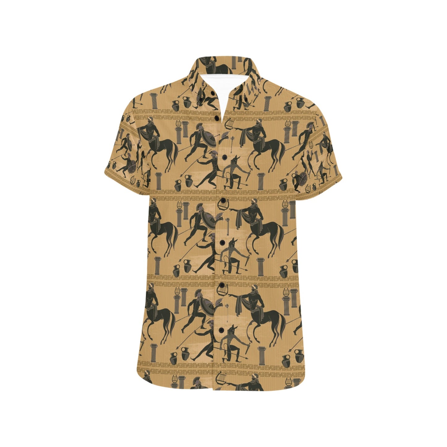 Ancient Greek Statue Print Design LKS304 Men Short Sleeve Button Up Shirt