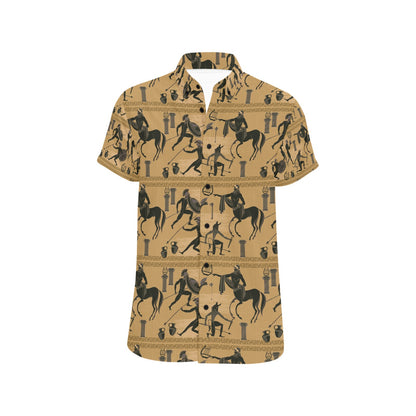 Ancient Greek Statue Print Design LKS304 Men Short Sleeve Button Up Shirt