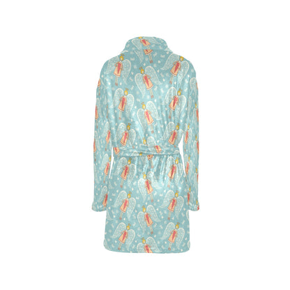 Angel Pattern Print Design 01 Women's Fleece Robe