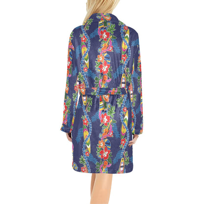 Hawaiian Themed Pattern Print Design H04 Women's Fleece Robe