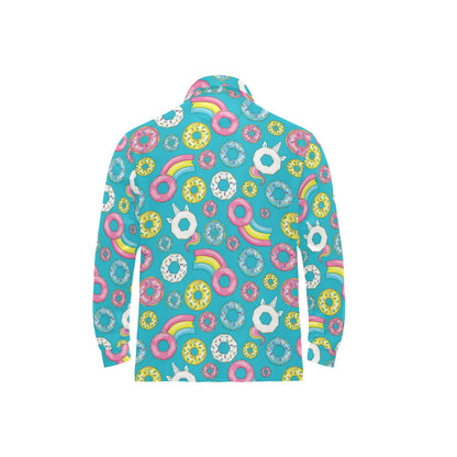 Donut Pattern Print Design DN013 Long Sleeve Polo Shirt For Men's