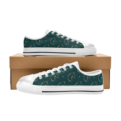 Horse Head Print Design LKS302 Women's White Low Top Shoes