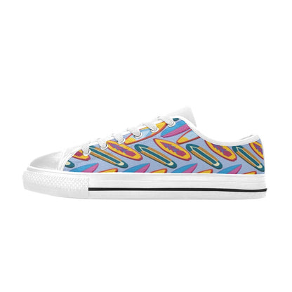 Surfboard Pattern Print Design LKS303 Women's White Low Top Shoes